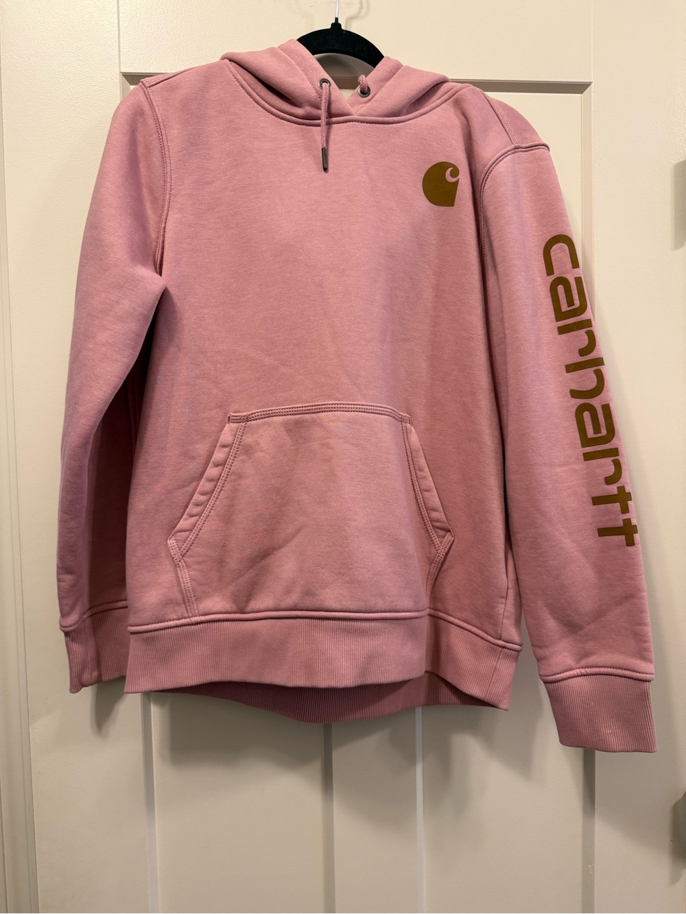Carhartt Pink Pullover Hoodie with Logo Sleeve